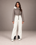 Women's Sherpa Hood Ski Suit in Taupe/Ivory – Two-Tone One-Piece Snowsuit