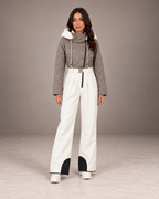 Women's Sherpa Hood Ski Suit in Taupe/Ivory – Two-Tone One-Piece Snowsuit