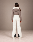 Women's Sherpa Hood Ski Suit in Taupe/Ivory – Two-Tone One-Piece Snowsuit – back view