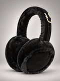 Women's Plush Earmuffs – Foldable Ear Warmers in Black — front view