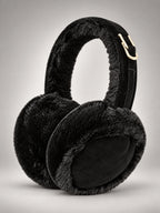 Women's Plush Earmuffs – Foldable Ear Warmers in Black — front view