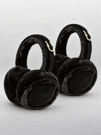 Women's Plush Earmuffs – Foldable Ear Warmers in Black — alternate view