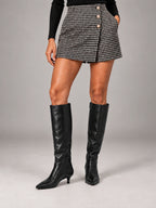 Women's Pointed-Toe Knee-High Boots – Kitten Heel in Black