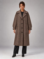 Women's Plaid Wool Blend Coat – Long Belted in Plaid — front view