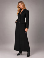 Women's Long Tailored Coat – Single-Breasted Lapel in Black — alternate view