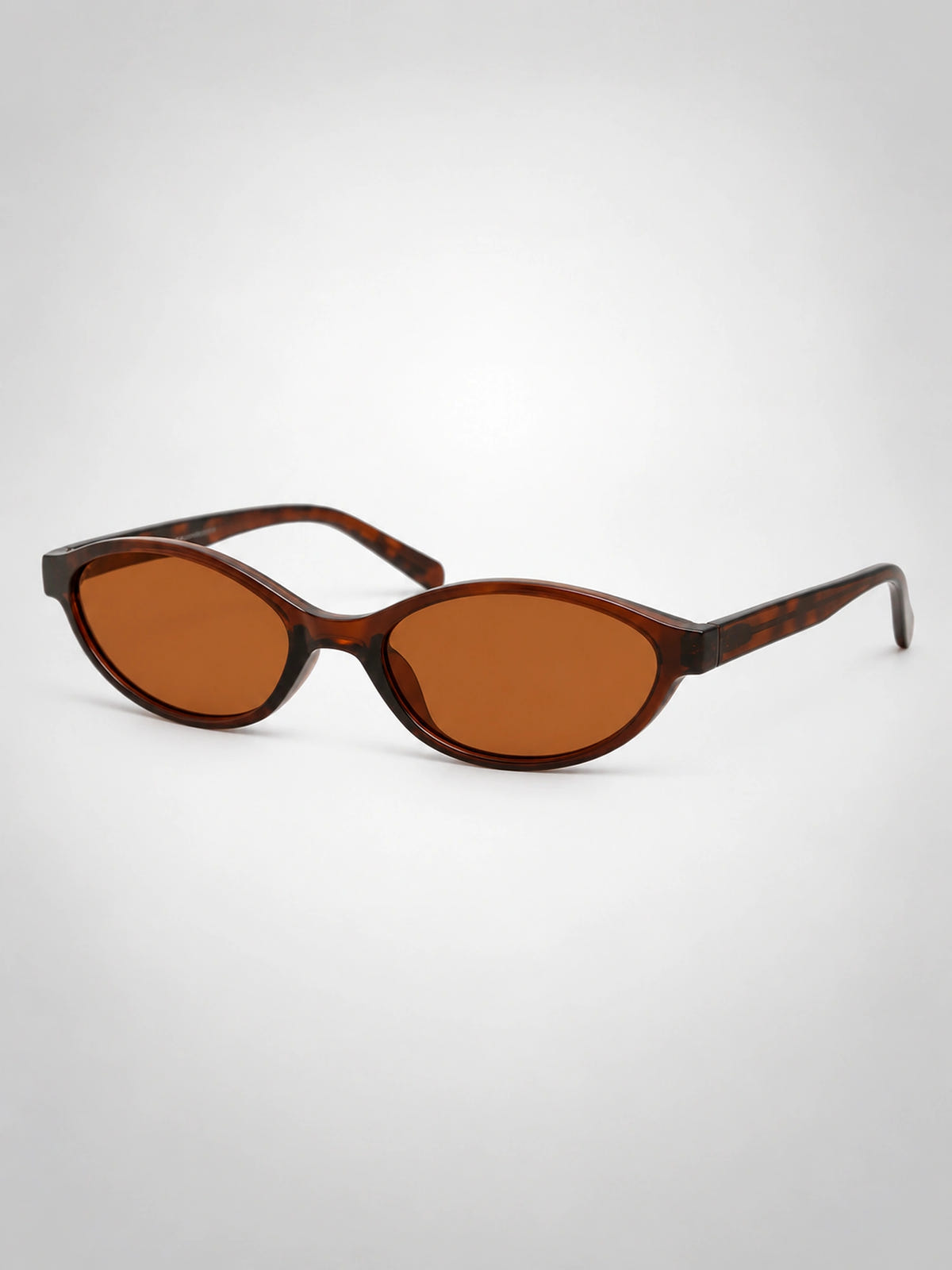Women's Slim Oval Sunglasses – Retro Cat-Eye Frame in Tortoise/Brown — side view