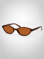 Women's Slim Oval Sunglasses – Retro Cat-Eye Frame in Tortoise/Brown — side view