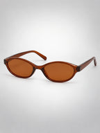 Women's Slim Oval Sunglasses – Retro Cat-Eye Frame in Tortoise/Brown — back view