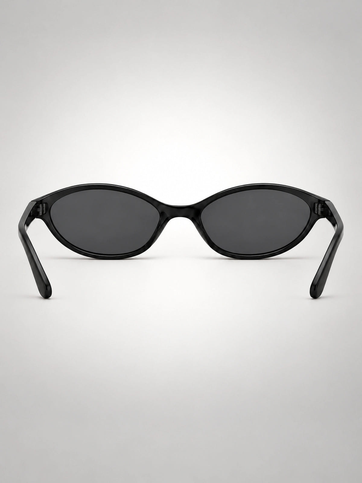 Women's Slim Oval Sunglasses – Retro Cat-Eye Frame in Black — detail view