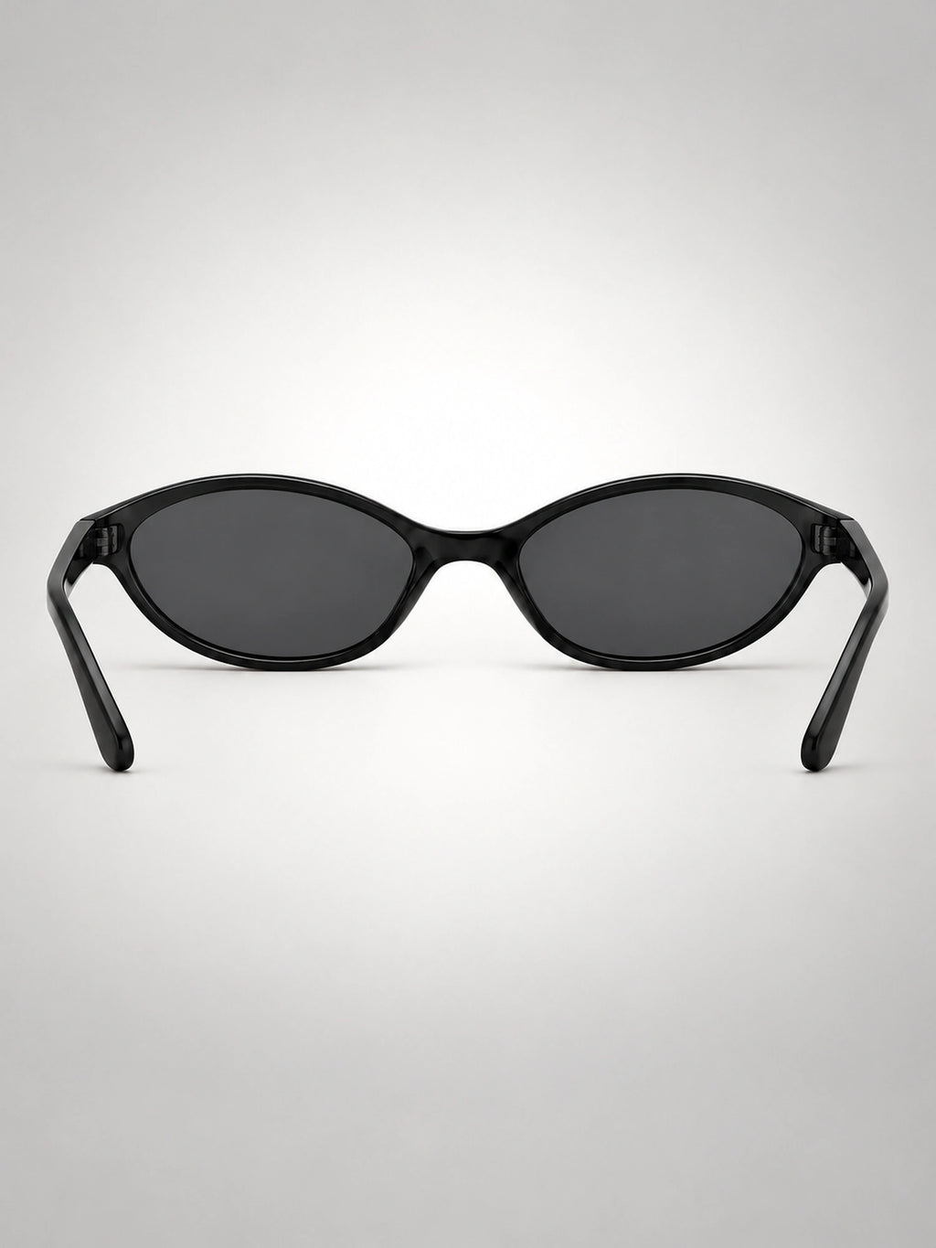 Women's Slim Oval Sunglasses – Retro Cat-Eye Frame in Black — detail view
