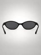Women's Slim Oval Sunglasses – Retro Cat-Eye Frame in Black — detail view