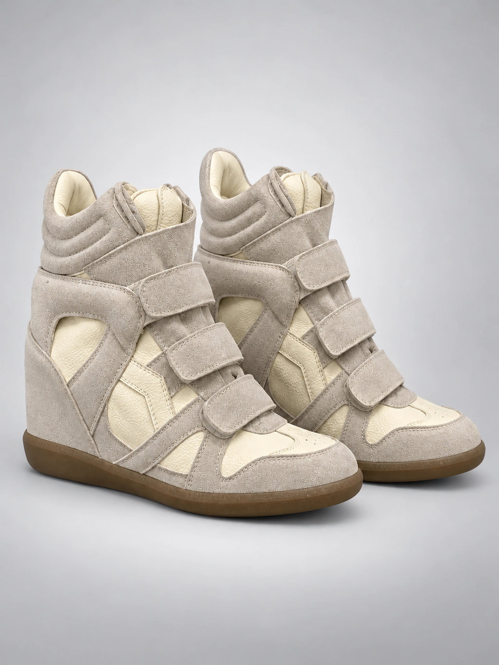 Women's Hidden Wedge Sneaker Boots – Leather Platform in Beige — back view