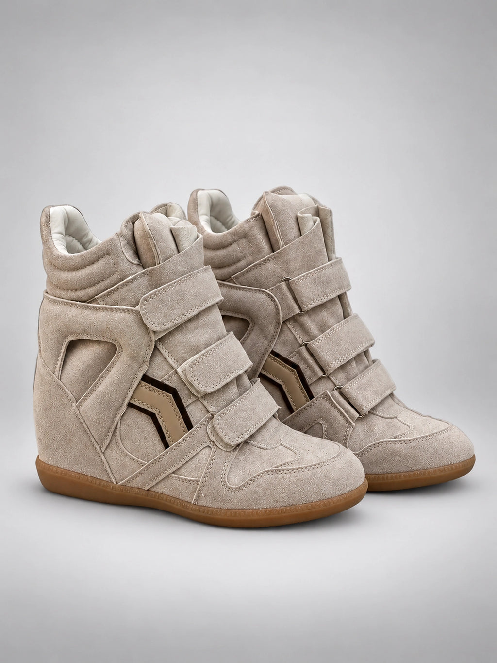 Women's Hidden Wedge Sneaker Boots – Leather Platform in Champagne — back view