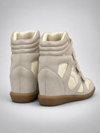 Women's Hidden Wedge Sneaker Boots – Leather Platform in Beige — back view
