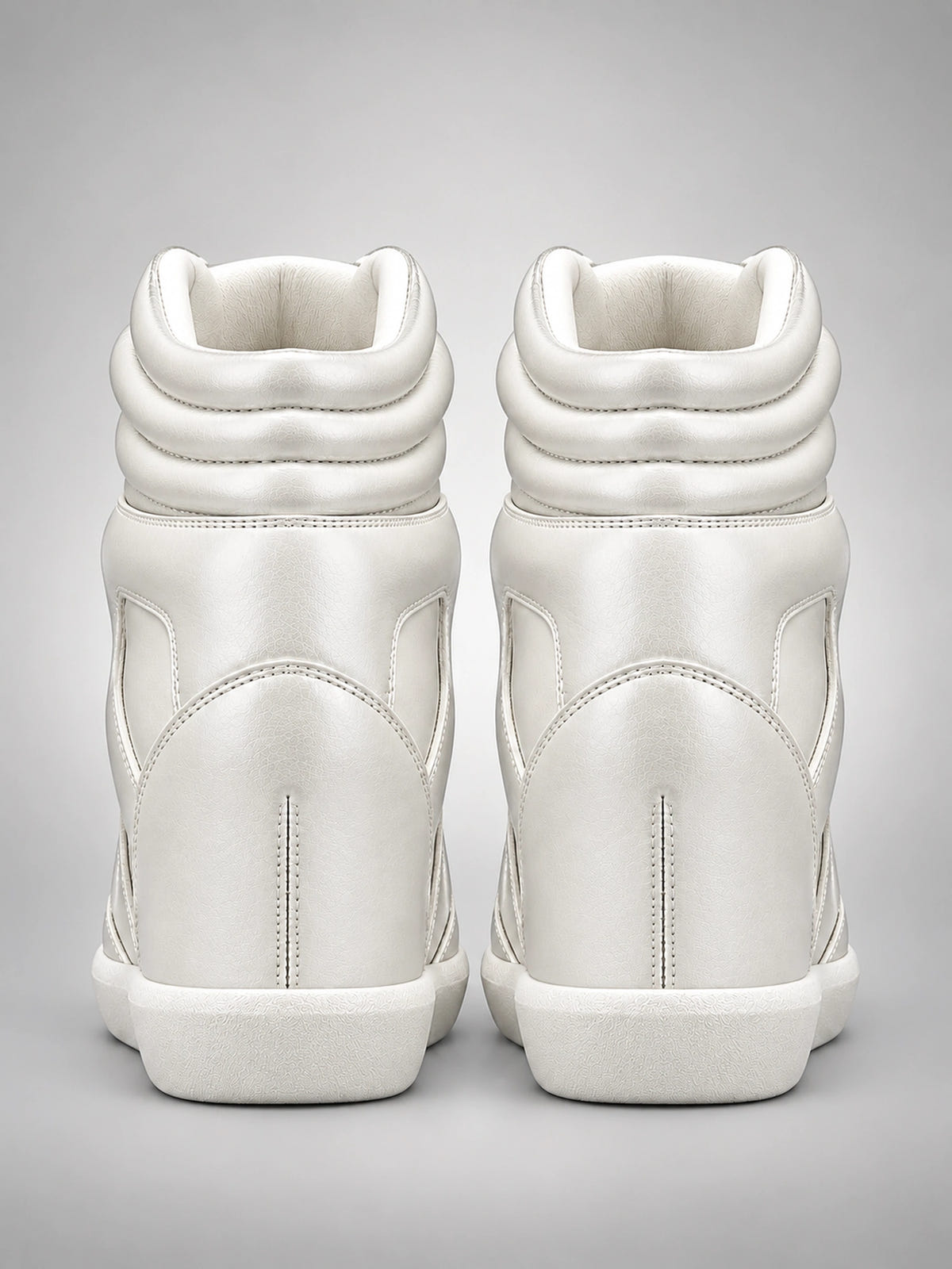 Women's Hidden Wedge Sneaker Boots – Leather Platform in White — back view