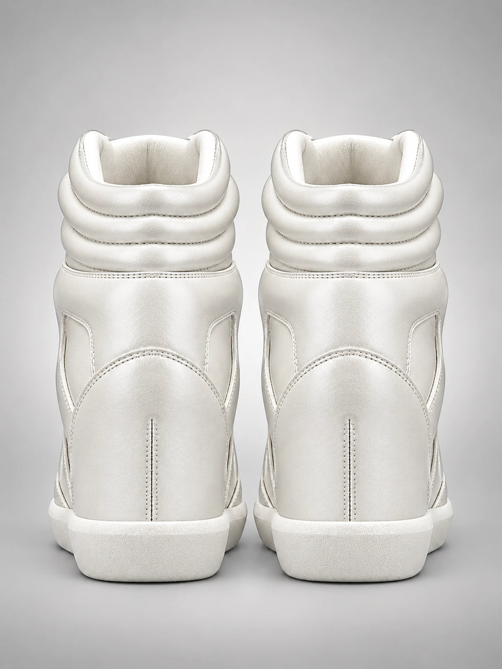 Women's Hidden Wedge Sneaker Boots – Leather Platform in White — back view
