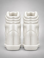 Women's Hidden Wedge Sneaker Boots – Leather Platform in White — back view