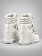 Women's Hidden Wedge Sneaker Boots – Leather Platform in White — back view