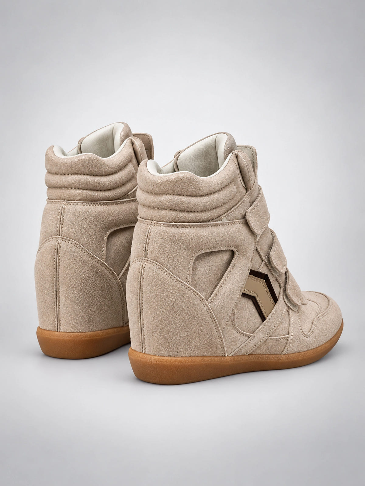 Women's Hidden Wedge Sneaker Boots – Leather Platform in Champagne — back view