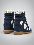 Women's Hidden Wedge Sneaker Boots – Leather Platform in White — back view