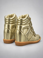 Women's Hidden Wedge Sneaker Boots – Leather Platform in Gold — back view