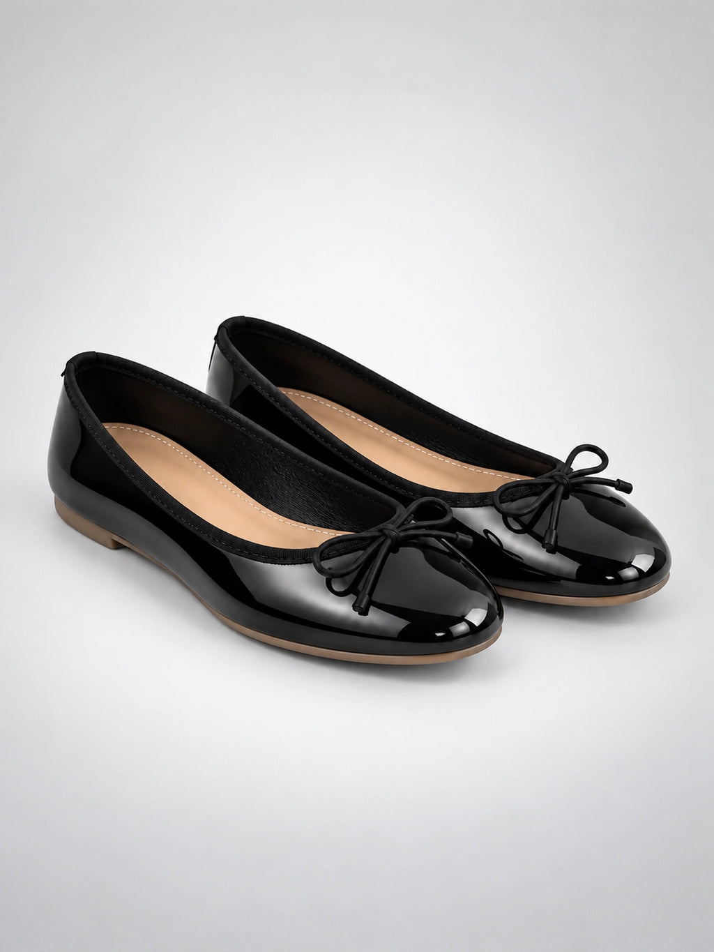 Women's Bow Ballet Flats – Soft Round Toe in Black — hover view