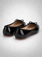 Women's Bow Ballet Flats – Soft Round Toe in Black — side view