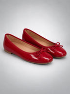 Women's Bow Ballet Flats – Soft Round Toe in Red — back view