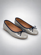 Women's Bow Ballet Flats – Soft Round Toe in Blue/Navy — back view