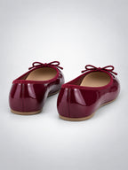 Women's Bow Ballet Flats – Soft Round Toe in Burgundy — back view