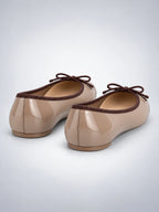 Women's Bow Ballet Flats – Soft Round Toe in Taupe/Brown — back view