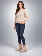 Women's Lug Sole Ankle Boots – Fur-Trim Collar - Beige