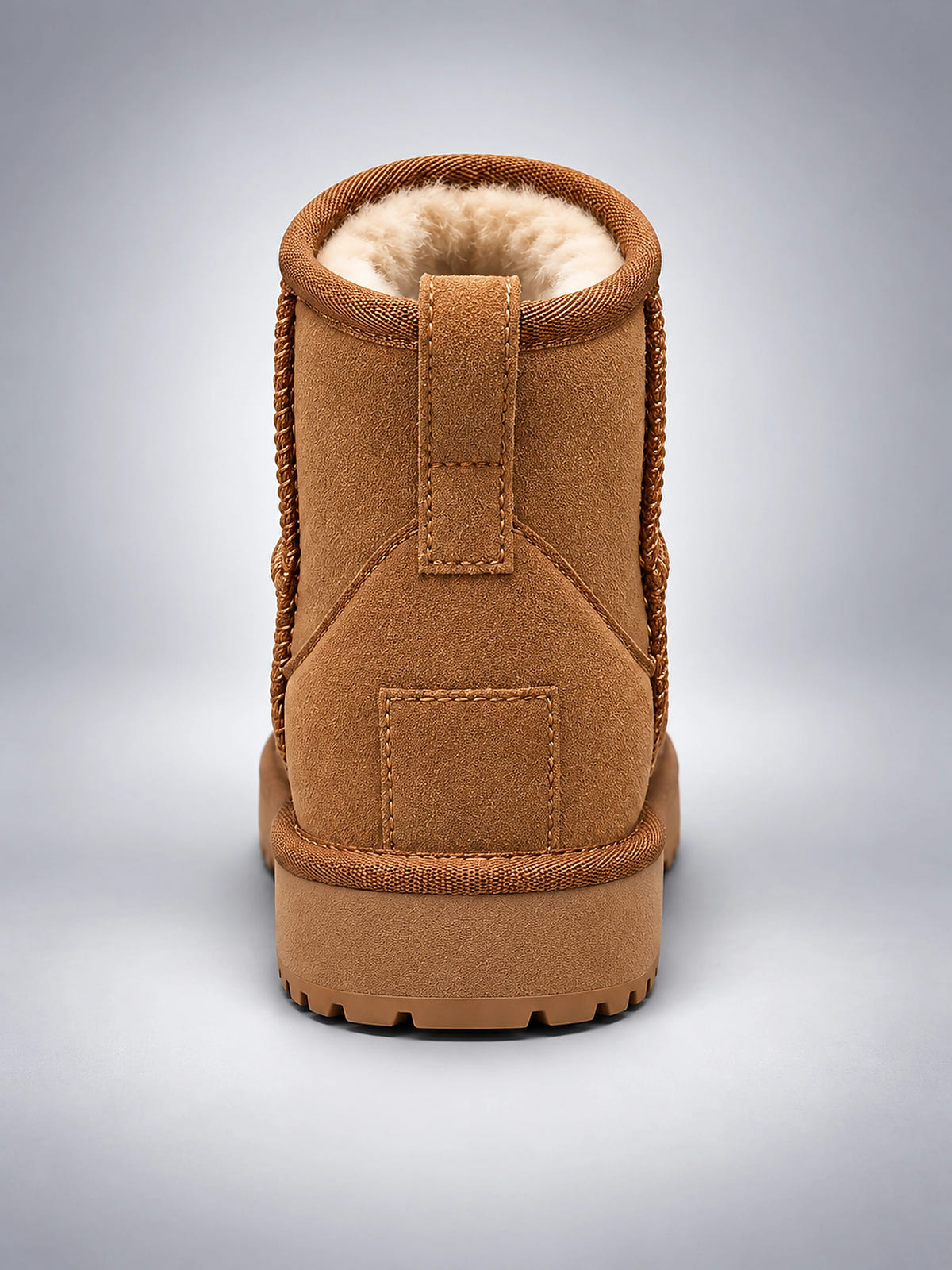 Women's Suede Ankle Boots – Faux Shearling Lined Throughout - Chestnut