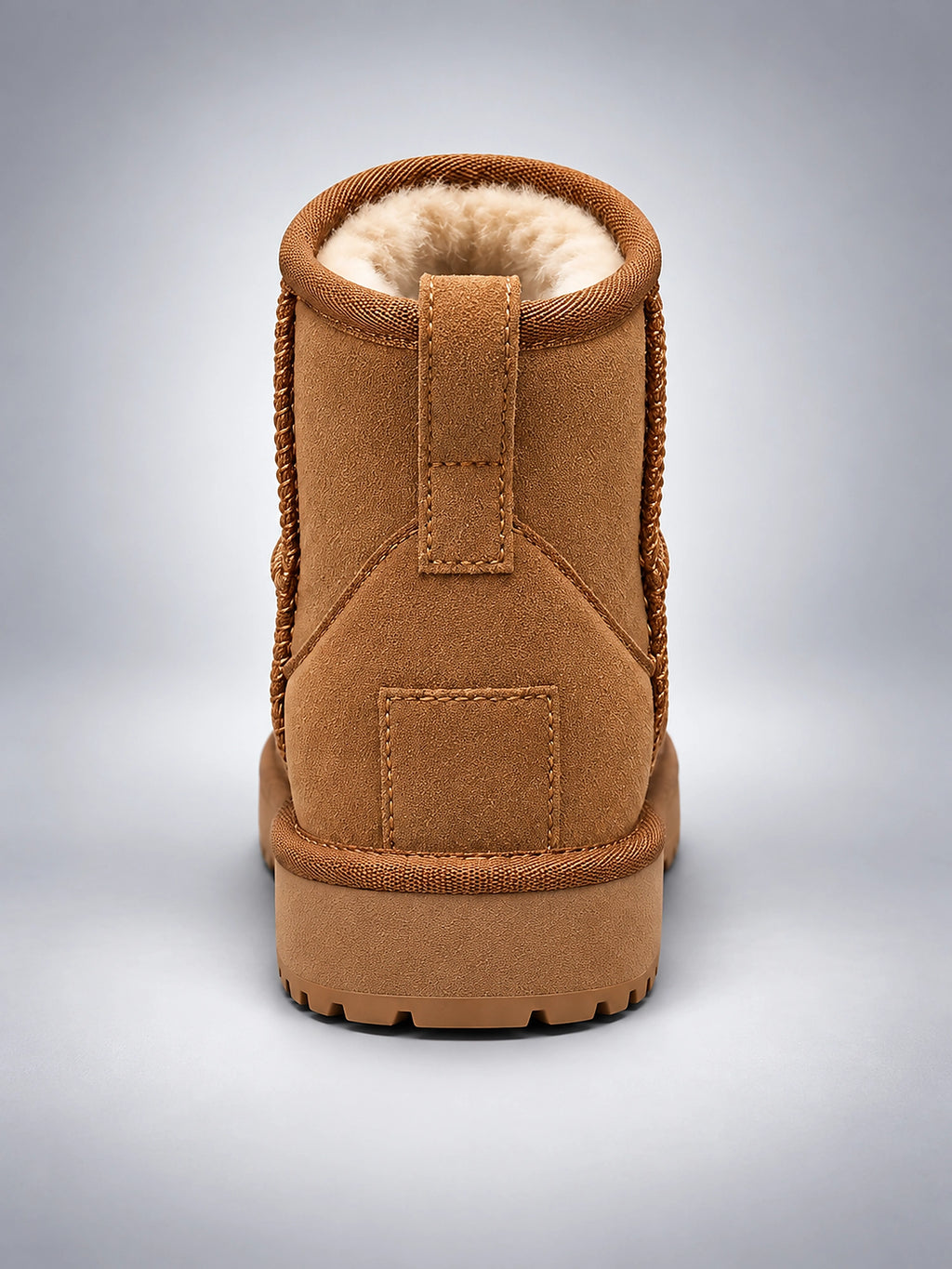 Women's Suede Ankle Boots – Faux Shearling Lined Throughout - Chestnut