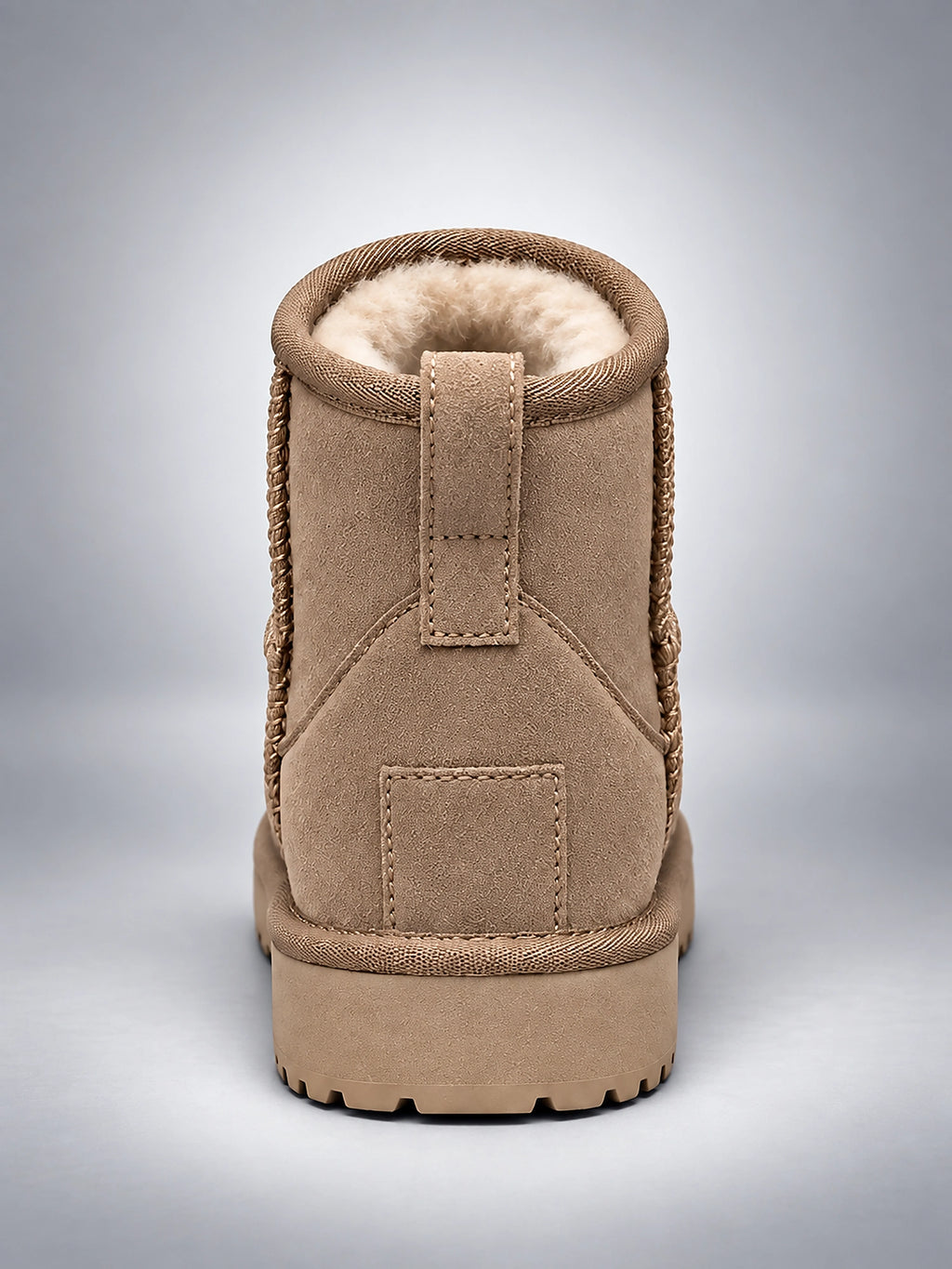 Women's Suede Ankle Boots – Faux Shearling Lined Throughout - Taupe