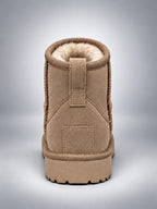 Women's Suede Ankle Boots – Faux Shearling Lined Throughout - Taupe