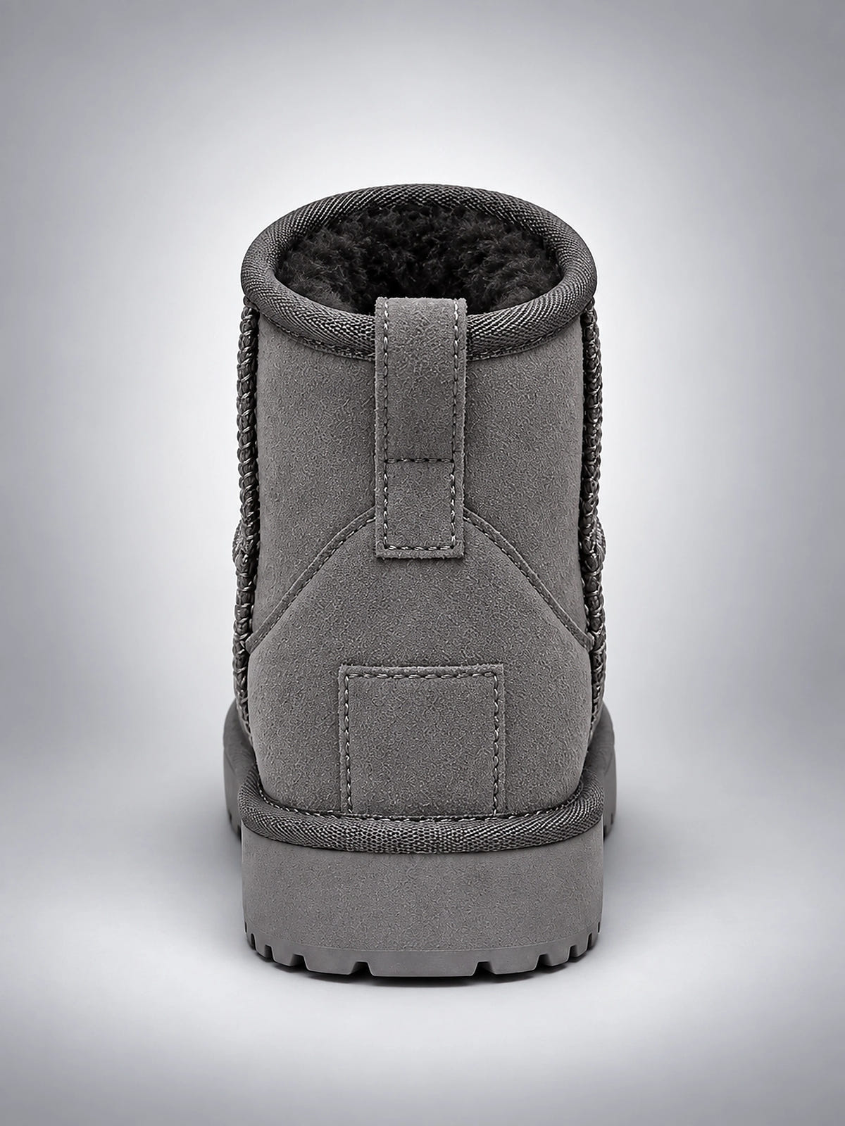Women's Suede Ankle Boots – Faux Shearling Lined Throughout - Gray