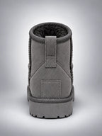 Women's Suede Ankle Boots – Faux Shearling Lined Throughout - Gray