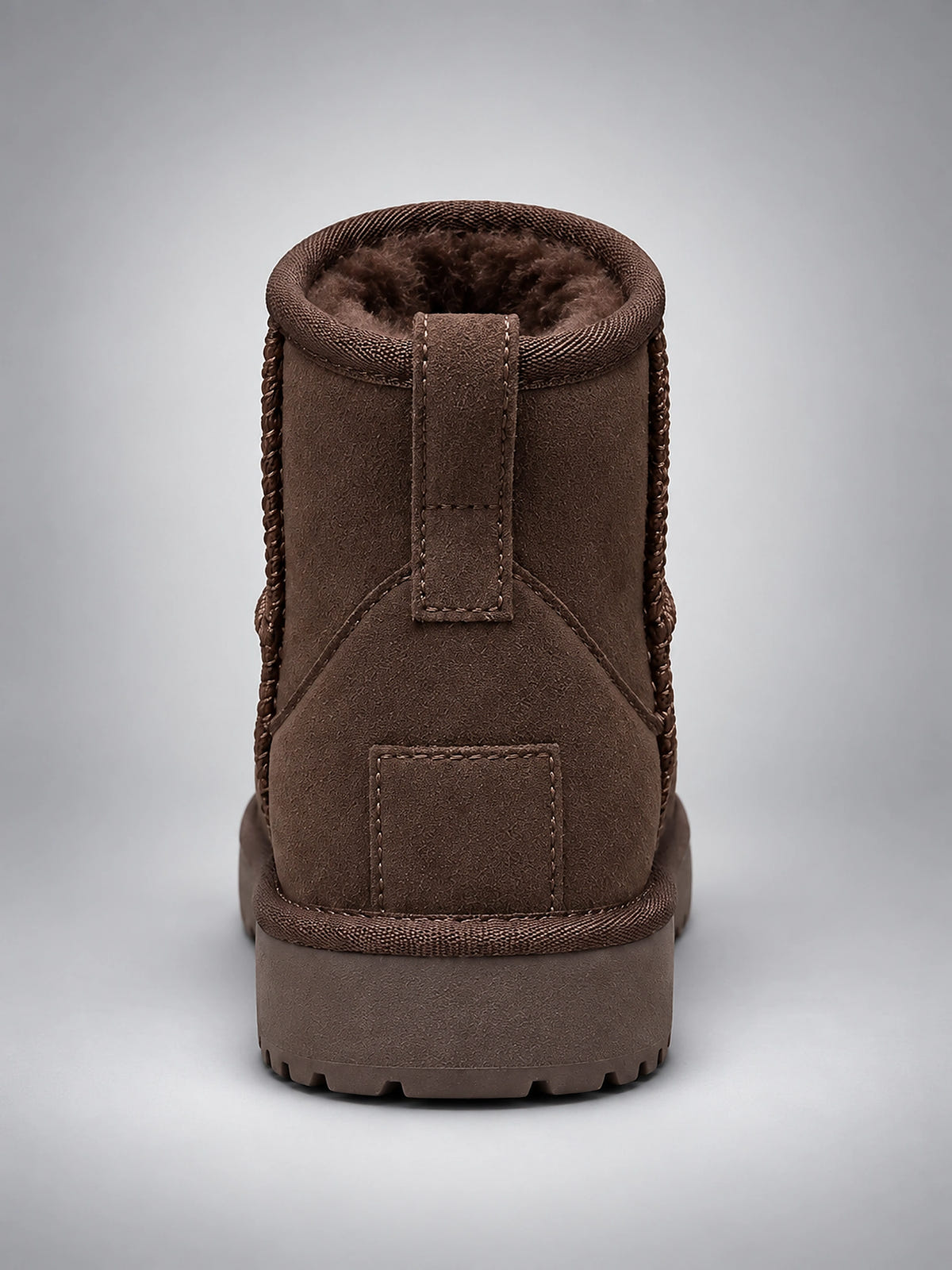 Women's Suede Ankle Boots – Faux Shearling Lined Throughout - Dark Brown