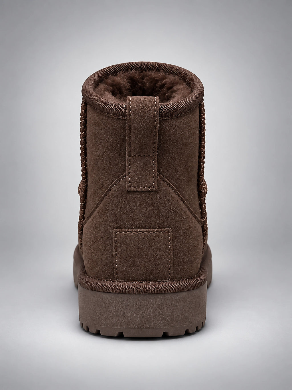 Women's Suede Ankle Boots – Faux Shearling Lined Throughout - Dark Brown
