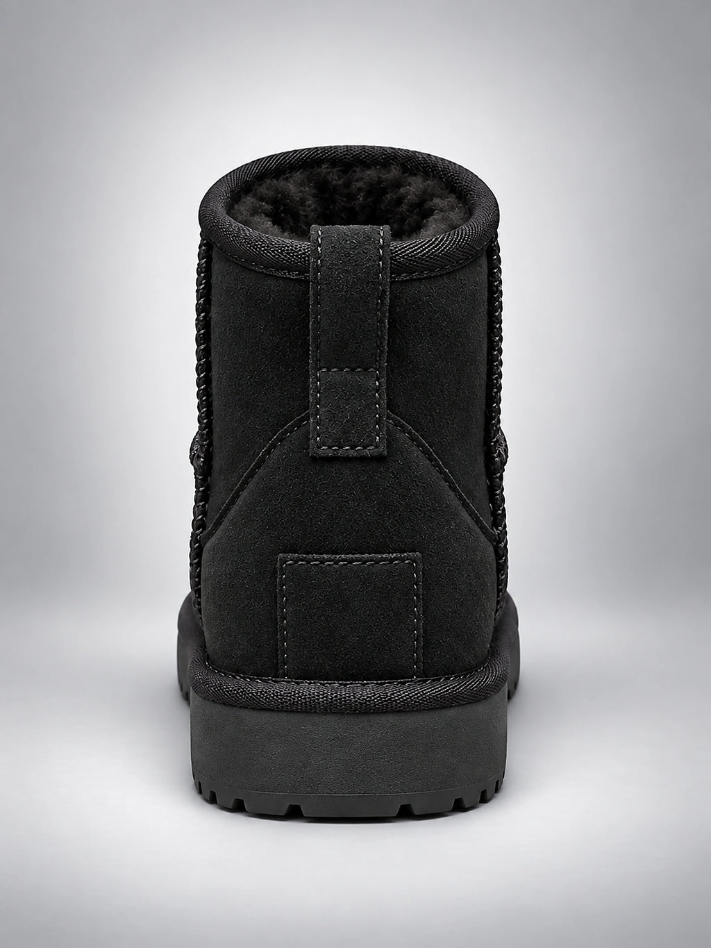 Women's Suede Ankle Boots – Faux Shearling Lined Throughout - Black