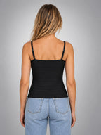 Women's Square Neck Camisole – Pleated Front - Black