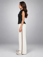 Women's Lace Corset Top – Structured Ruffle Shoulder - Black
