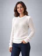Women's Crewneck Sweater – Soft Everyday Knit - White