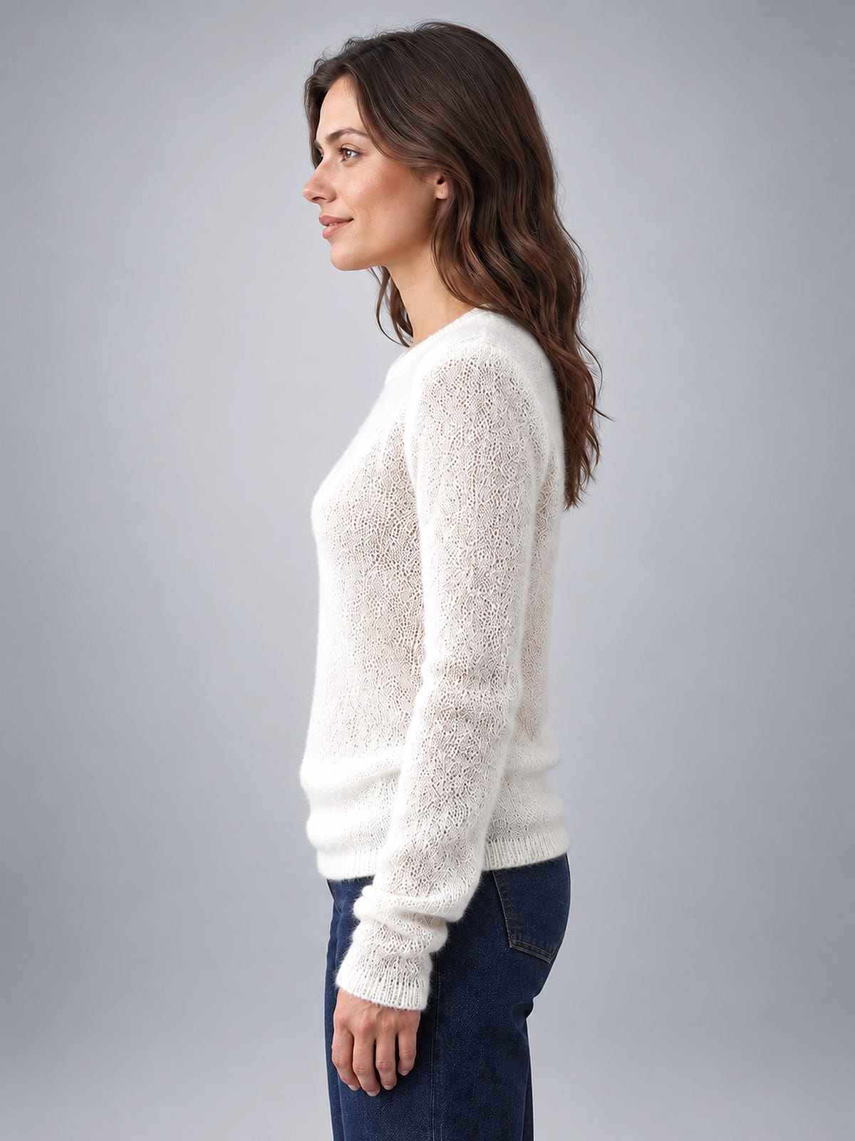 Women's Crewneck Sweater – Soft Everyday Knit - White