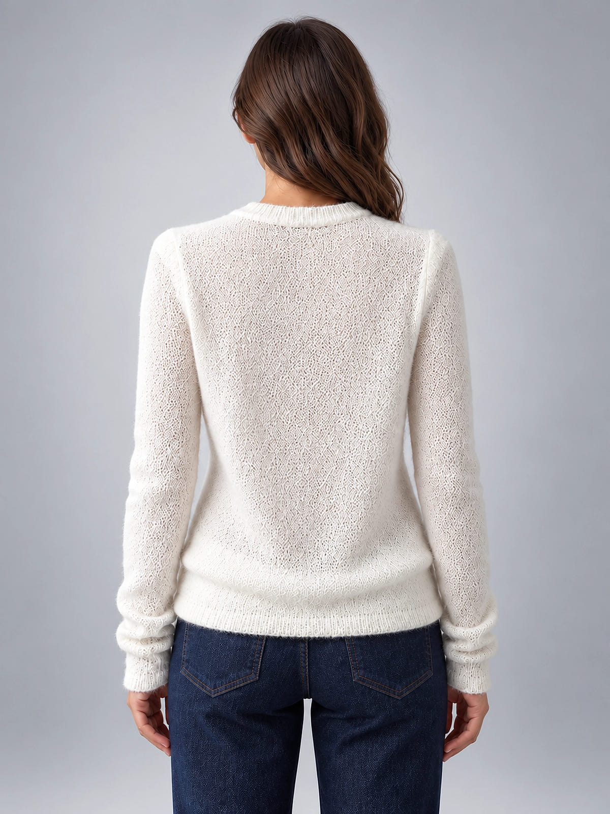 Women's Crewneck Sweater – Soft Everyday Knit - White
