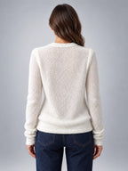 Women's Crewneck Sweater – Soft Everyday Knit - White