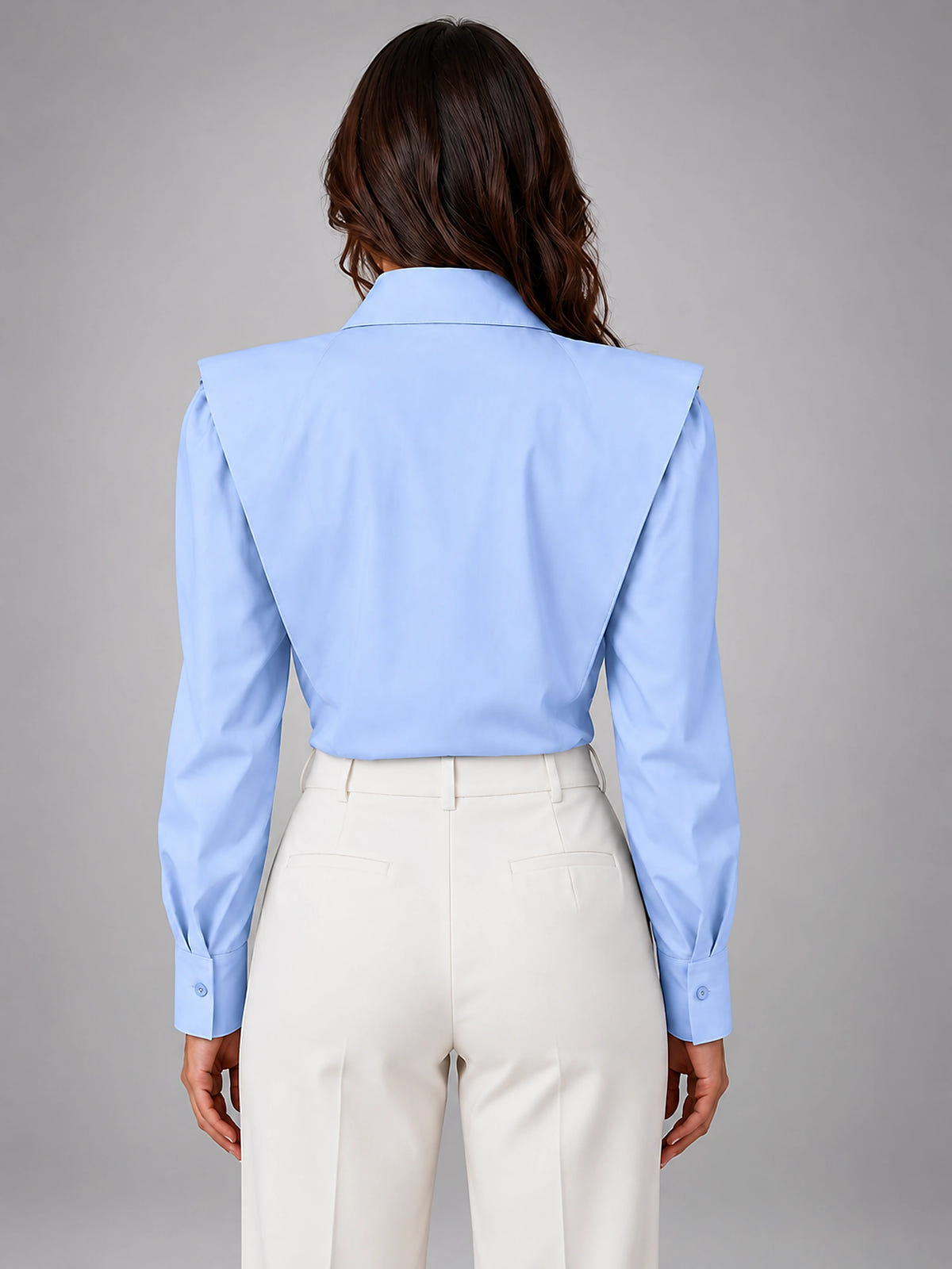 Women's Button Down Shirt – Soft Draping Long Sleeve - Blue