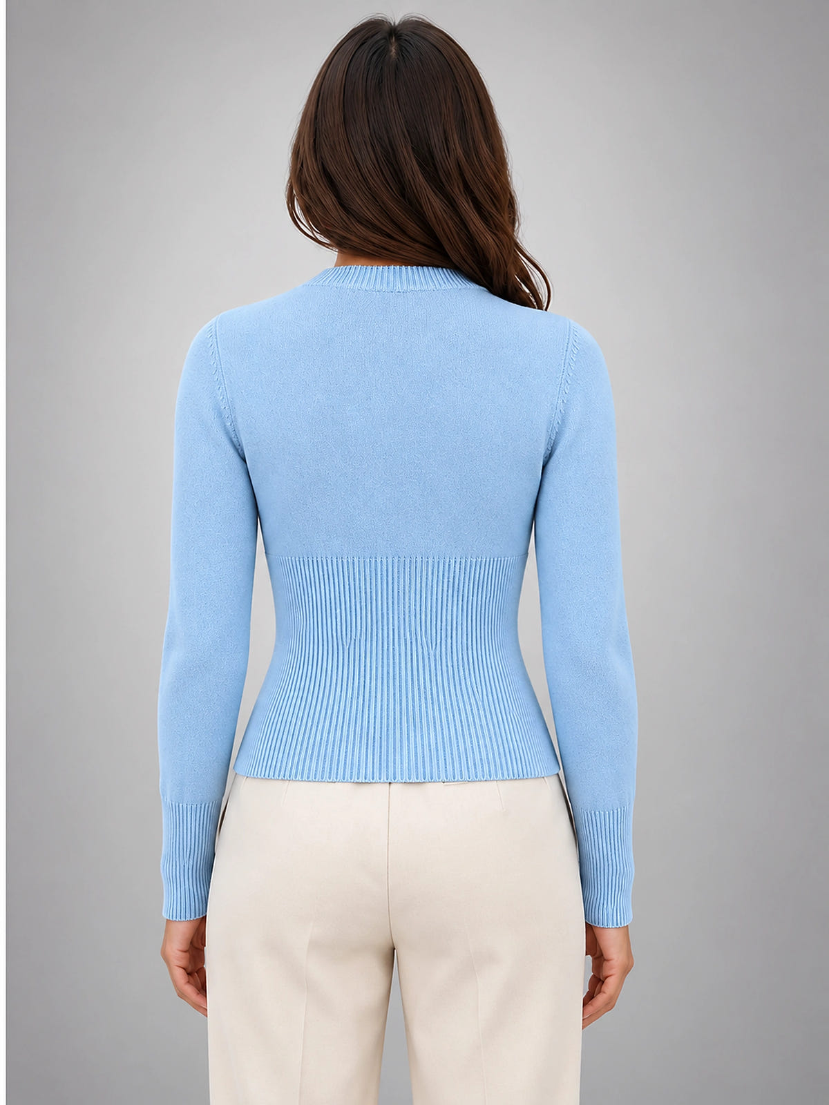 Women's Knit Cardigan – Slim Fit Long Sleeve - Blue