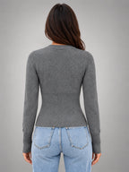 Women's Knit Cardigan – Slim Fit Long Sleeve